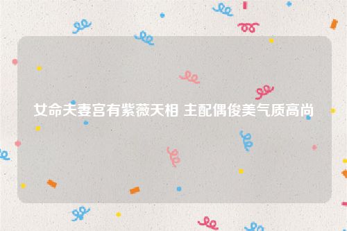 女命夫妻宫有紫薇天相 主配偶俊美气质高尚